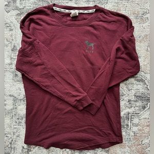 PINK Victoria’s Secret Oversized Maroon Crewneck Sweatshirt Size Large